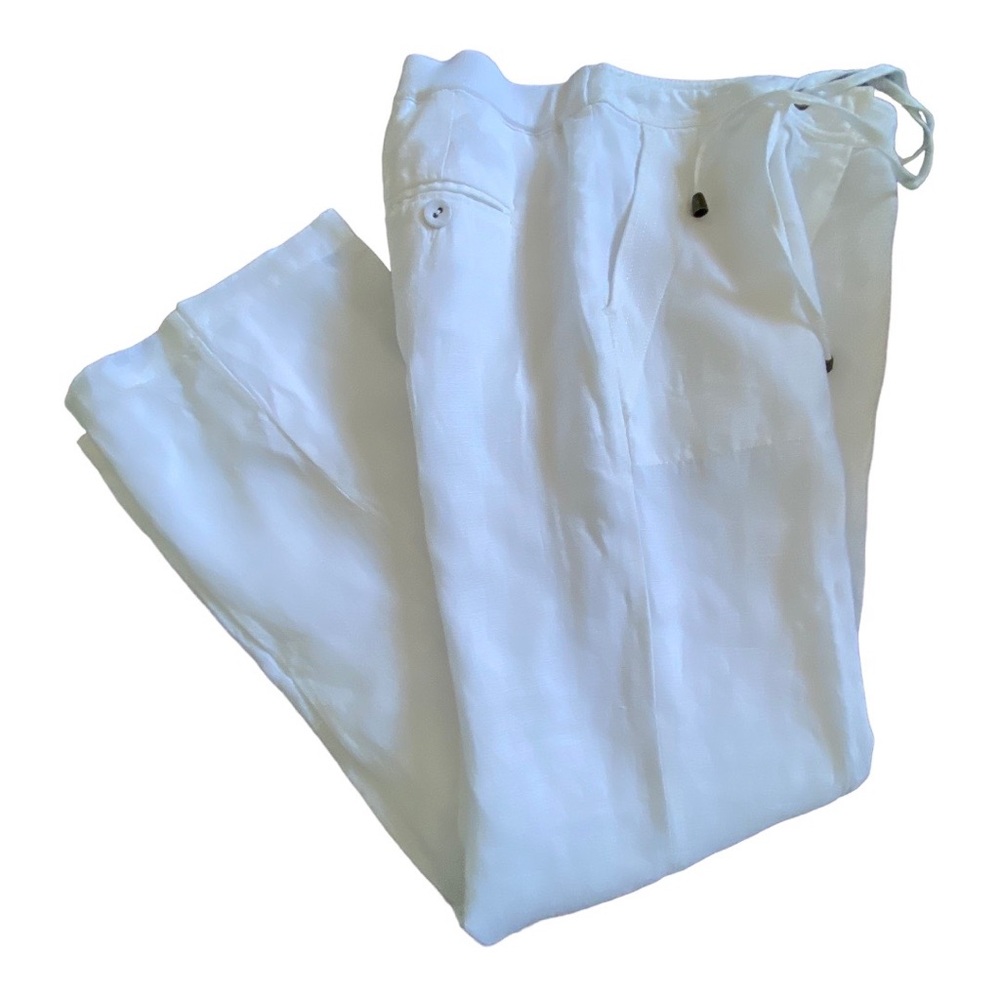 Madison crisp white casual linen pants